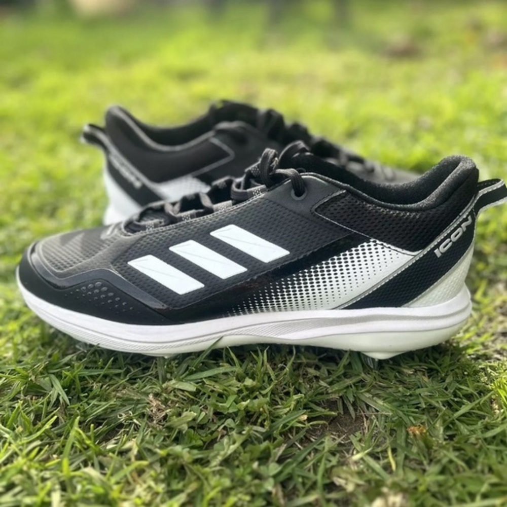 Adidas Icon 7 Metal Baseball Cleats Shoe Black White FZ1558‎ Men's Size 12 NWT